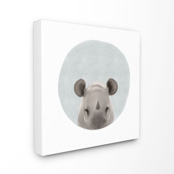 The Kids Room by Stupell Baby Rhino Animal Kids Painting Canvas Wall Art by Leah Straatsma