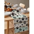 thumbnail image 6 of Sage Green Beige Farmhouse Table Runner 90 Inches, Black Dog Paw Vintage Wooden Bed Runner Dresser Scarves Tabletop for Indoor Outdoor Parties/Ceremony/Banquet, 13" x 90", 6 of 8
