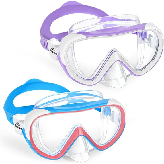 Kids Swimming Goggles for 4-16 with Nose Cover, Anti-Fog No Leakage Swim Mask 180° Clear Vision Beach Pool Goggles