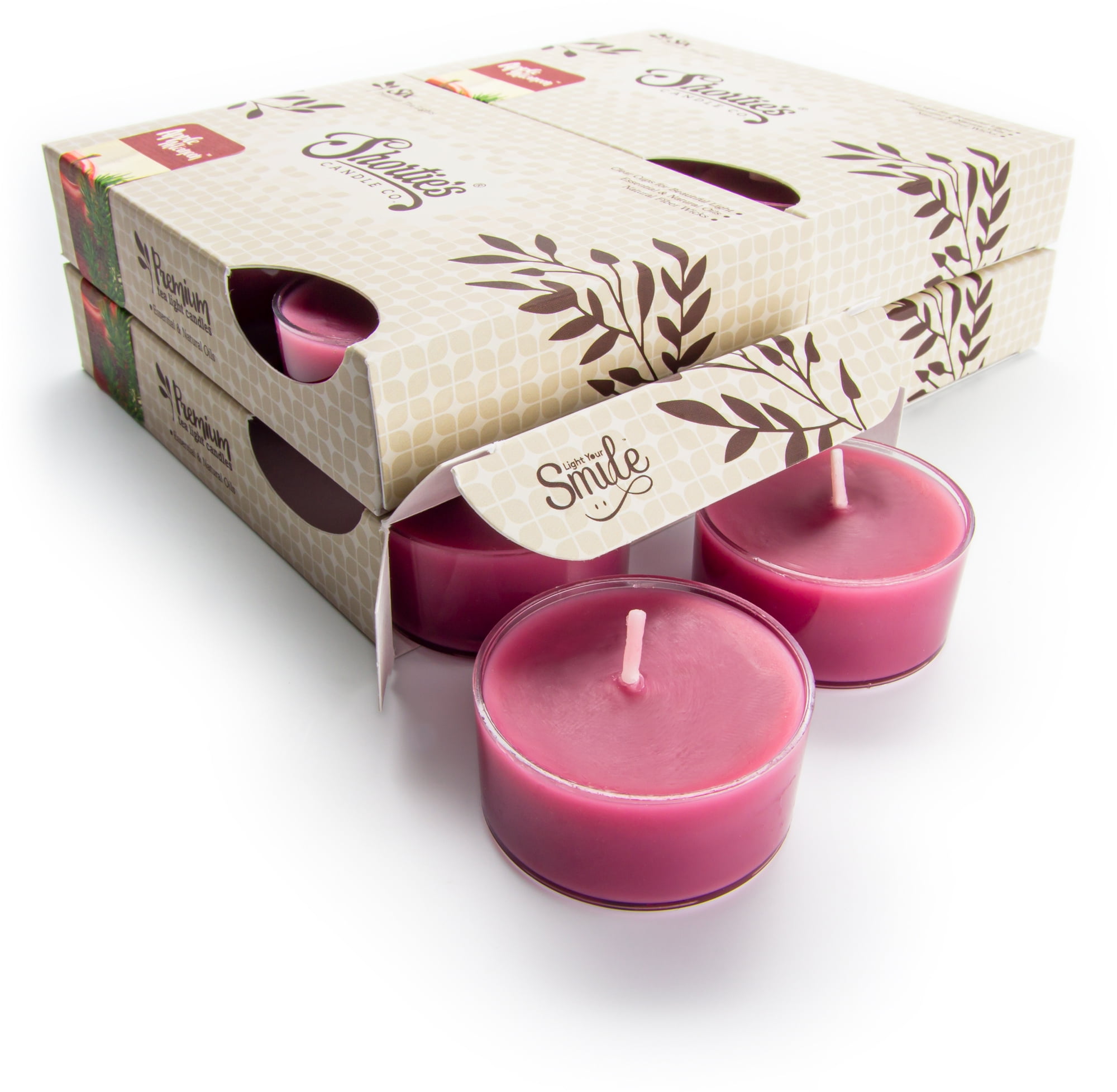 Apple Afternoon Tealight Candles Bulk Pack - 24 Dark Red Premium Scented Tea Lights - Natural Oils - Shortie's Candle Company