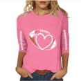 thumbnail image 2 of Heisall Womens Tops 3/4 Sleeve Round Neck Loose Casual Fashion T-Shirts Rugby Print, 2 of 3