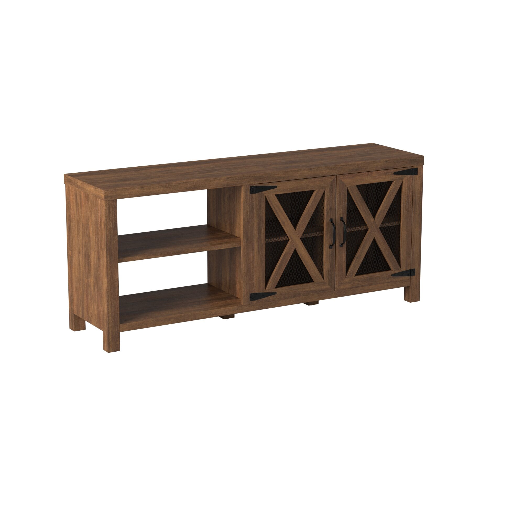 Farmhouse Metal Mesh Door TV Stand for TVs up to 65", Reclaimed Barnwood