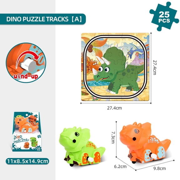 Tarmeek Dinosaur Toys for Kids 3 4 5, Toy Cars for Toddlers 1-3, 2 In 1 Dinosaur Puzzle and Dinosaur Car Set for 3-6 Years Old Boys Girls, Christmas Birthday Gifts Set for Kids
