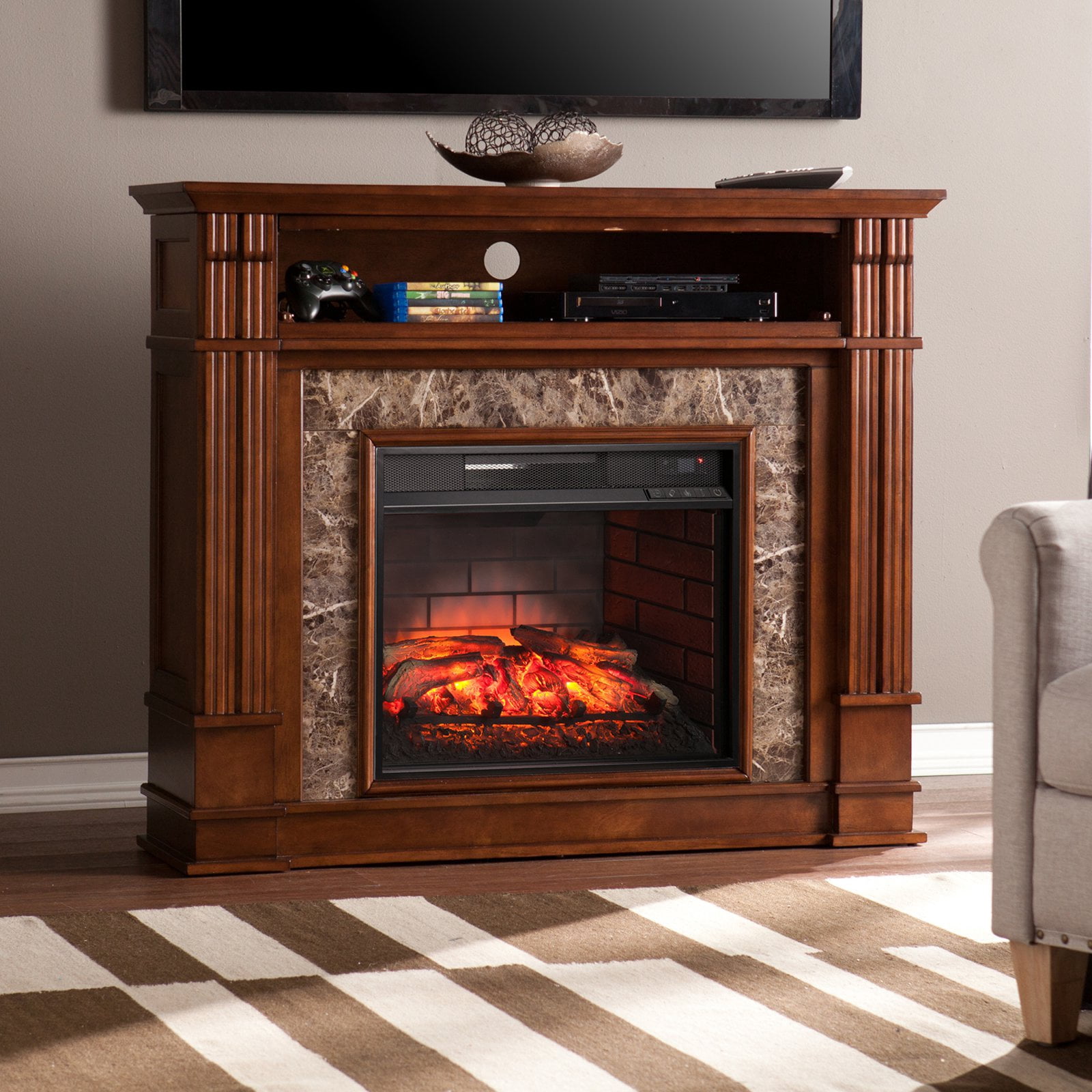 Southern Enterprises Highgate Infrared Electric Media Fireplace