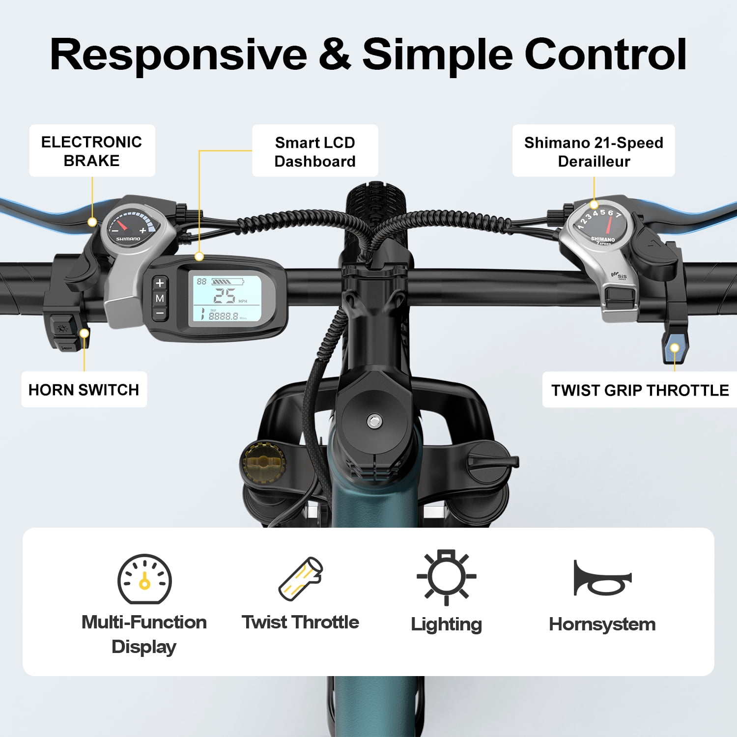 Unibike 24'' Electric Bike, 400W Ebike for Adults, 35 Miles 25MPH Electric Bicycle with 36V 13Ah Battery, 21 Speed
