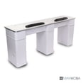 thumbnail image 3 of MAYAKOBA Sonoma Double Manicure Table (With Vent Pipes) Nail Station for Beauty Salon Furniture & Equipment, Marble Top, Modern White/Silver, 3 of 4