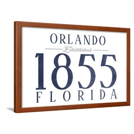 Orlando, Florida - Established Date (Blue) Framed Print Wall Art By Lantern