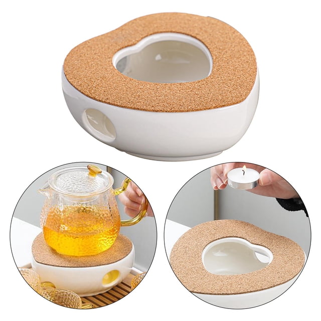 Calentador de tetera de cerámica en corazón Portavelas Teaware Tealight Horno Cafetera Calentador Base de aislamiento para restaurante Hotel Macarena Calentador de tetera