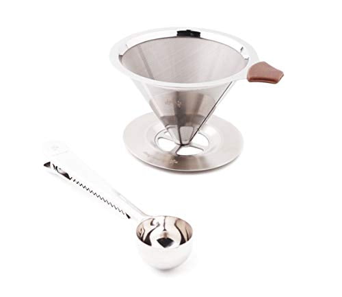 Kitchen Stainless Steel Pour Over Cone Dripper Reusable Drip Coffee Filter