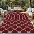 thumbnail image 2 of Deep Red Morocco Outdoor Rug for Patio/Deck/Porch, Non-Slip Large Area Rug 5 x 7 Ft, Retro Farmhouse Quatrefoil Plaid Indoor Outdoor Rugs Washable Area Rugs, Reversible Camping Rug Carpet Runner, 2 of 8