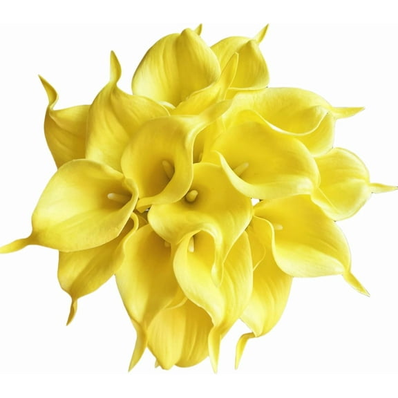 10pcs Real Touch Artificial Calla Lily Flowers for Decoration, Outdoor Wedding Bouquets, Lifelike Faux Flowers for Home, Garden, Party, and Event Decor (Yellow)