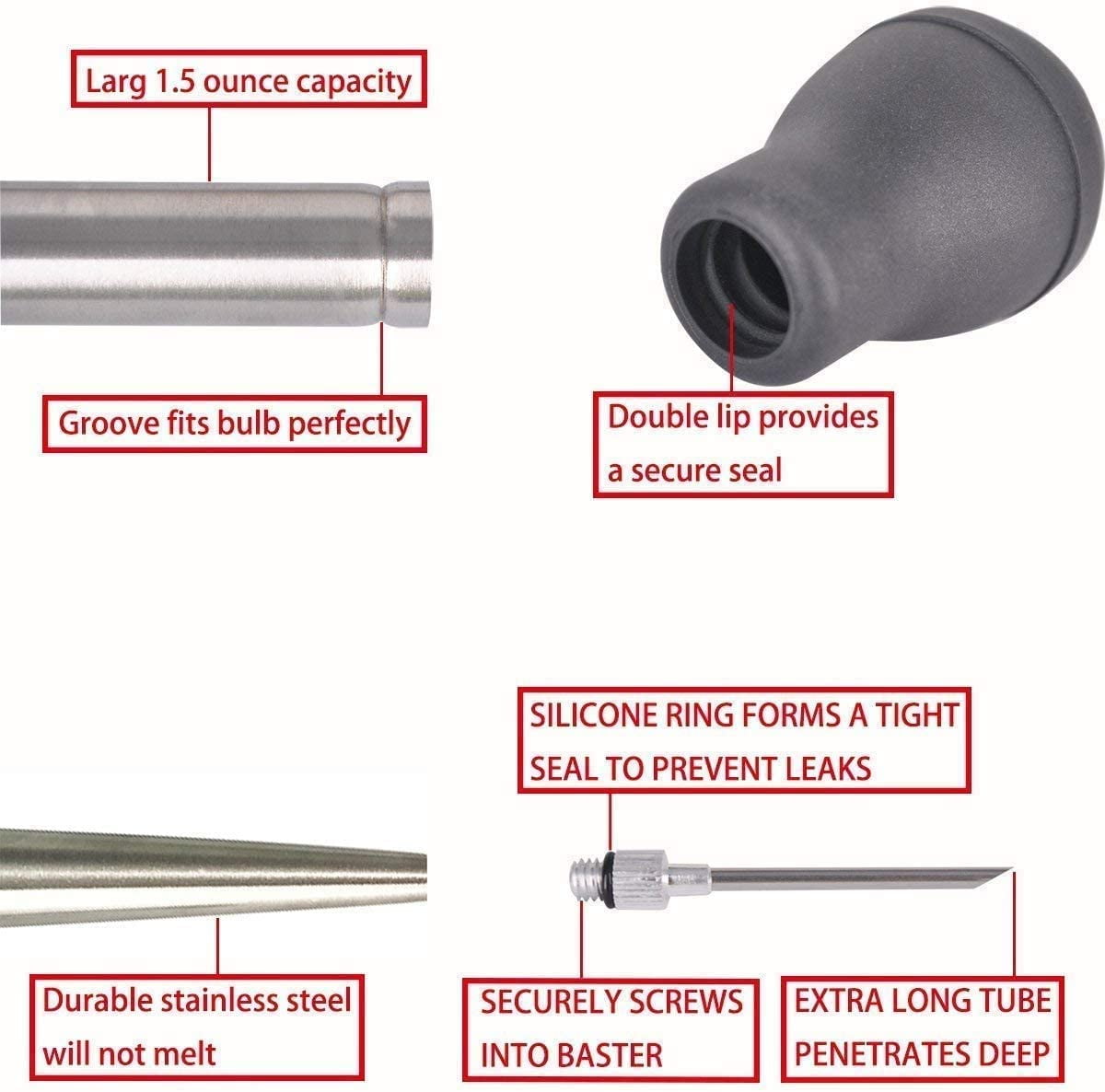Marinade Injector Pump Drip, Meat Seasoning Syringe, Flavor Syringe Turkey Baster with Cleaning Brush, Silicone Pastry Brush for BBQ Meat Beef Chicken Pastries Jam