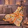 thumbnail image 6 of Dog Portrait Patchwork with Orange Bow Print Soft Flannel Blanket, Botanical Art Style for Floral Art Lovers, Housewarming Gift for Bedroom and Living Room, Home Decor, 6 of 9