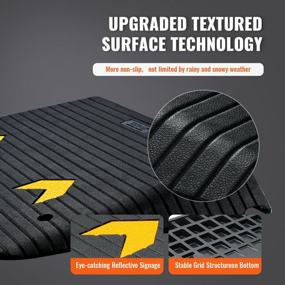 4" Rise Rubber Threshold Ramp for Wheelchair - Heavy Duty 33,069 lbs Load, Non-Slip Textured Surface, Recycled Rubber Curb Ramp for Doorways, Cars, Scooters - Walmart