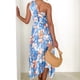 thumbnail image 5 of Vestido Plisado Vestido elegante para mujer, sin espalda, con estampado floral, traje de playa holgado (azul S) Ygjytge para Mujer Azul T S, 5 of 6