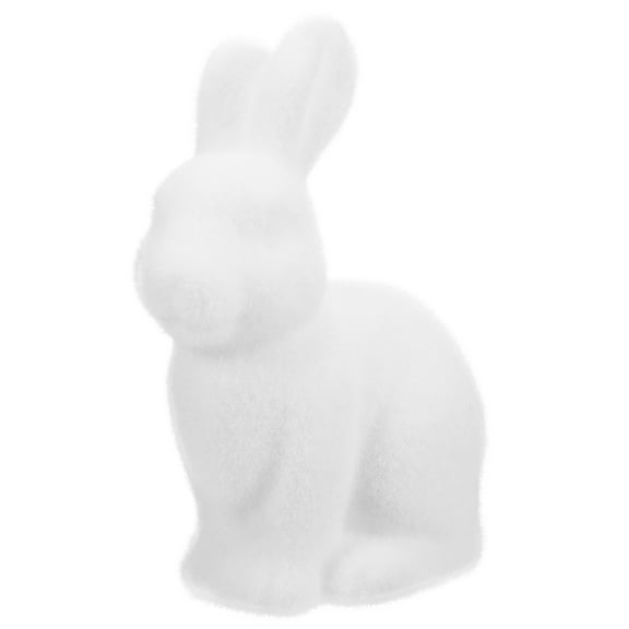 Flocked Bunny Easter Holiday Spring Decor 1 Set Rabbit Figurine Artificial Animal for Indoor Table Display