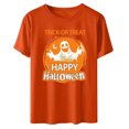 thumbnail image 2 of CLOISE Women's Halloween Blouses Plus Size Trendy Halloween Ghost Graphic Blouses Short Sleeve Crew Neck Tees Basic Loose Oversized Tops Spooky Festival Outfits Halloween Gift, 2 of 3