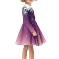 thumbnail image 2 of FKELYI Christmas Snowflake Long Sleeve Dress Size 7-8 Years Soft A Line Swing Skater Twirl Dresses Lightweight Purple Girls Pleat Dress,Festival Gift, 2 of 4
