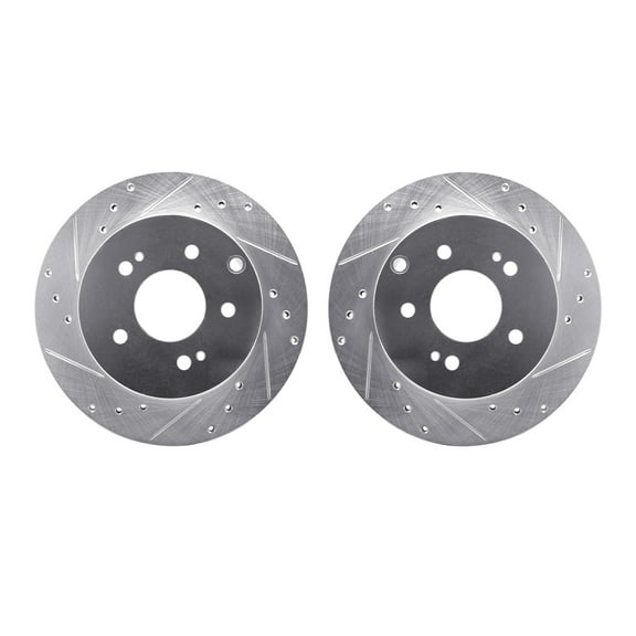Dynamic Friction Company Rear Brake Rotors-Drilled and Slotted-Silver 7002-72058
