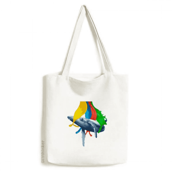Painted Whale Swimng Sprinkles Tote Canvas Bag Shopping Satchel Casual Handbag