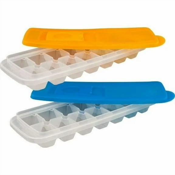 Set Of 2 Stackable Ice Cube Trays Make Healthy Ice With Debris 14 Cube Tray