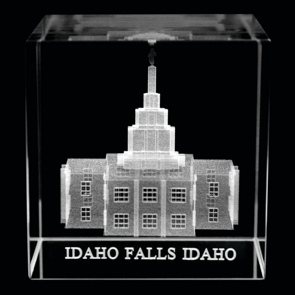Idaho Falls Idaho Temple Laser Engraved Crystal Cube