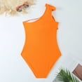 thumbnail image 6 of successthop Bathing Suits for Women One Piece Orange Swimsuits Thong One Shoulder Solid Swimwear Beachwear M, 6 of 7