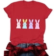 thumbnail image 5 of Mifsaly Short Sleeve T-Shirts Women Relaxed Fit Multi Pastel Bunnies Graphic Cotton tops Soft Breathable Casual Summer Basic Tees L, 5 of 6