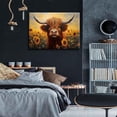 thumbnail image 4 of WFSposter Highland Cow Sunflower Wall Art Scottish Cow Poster Picture Sunflower Flowers Field Canva Print Cute Farm Cow Painting For Living Room Bedroom Home Office Wall Decor Framed, 4 of 6