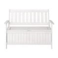 thumbnail image 3 of CorLiving Miramar Hardwood Outdoor Storage Bench with Slatted Back and Armrests, White, 3 of 10