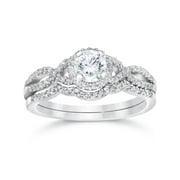 Pompeii3 3/4ct Diamond Infinity Engagement Wedding Ring Set 14K White Gold