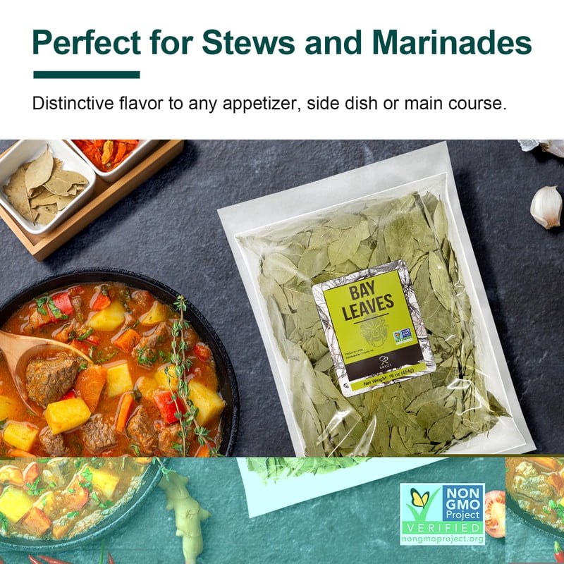Soeos Bay Leaves 16 oz (454g), Bay Leaves Bulk, Bay Leaves Dry, Bay Leaf, Laurel Leaves, Natural Laurel Leaf, Natural Dried Bay Leaf, Dried Bay Leaves, Whole Bay Leaves