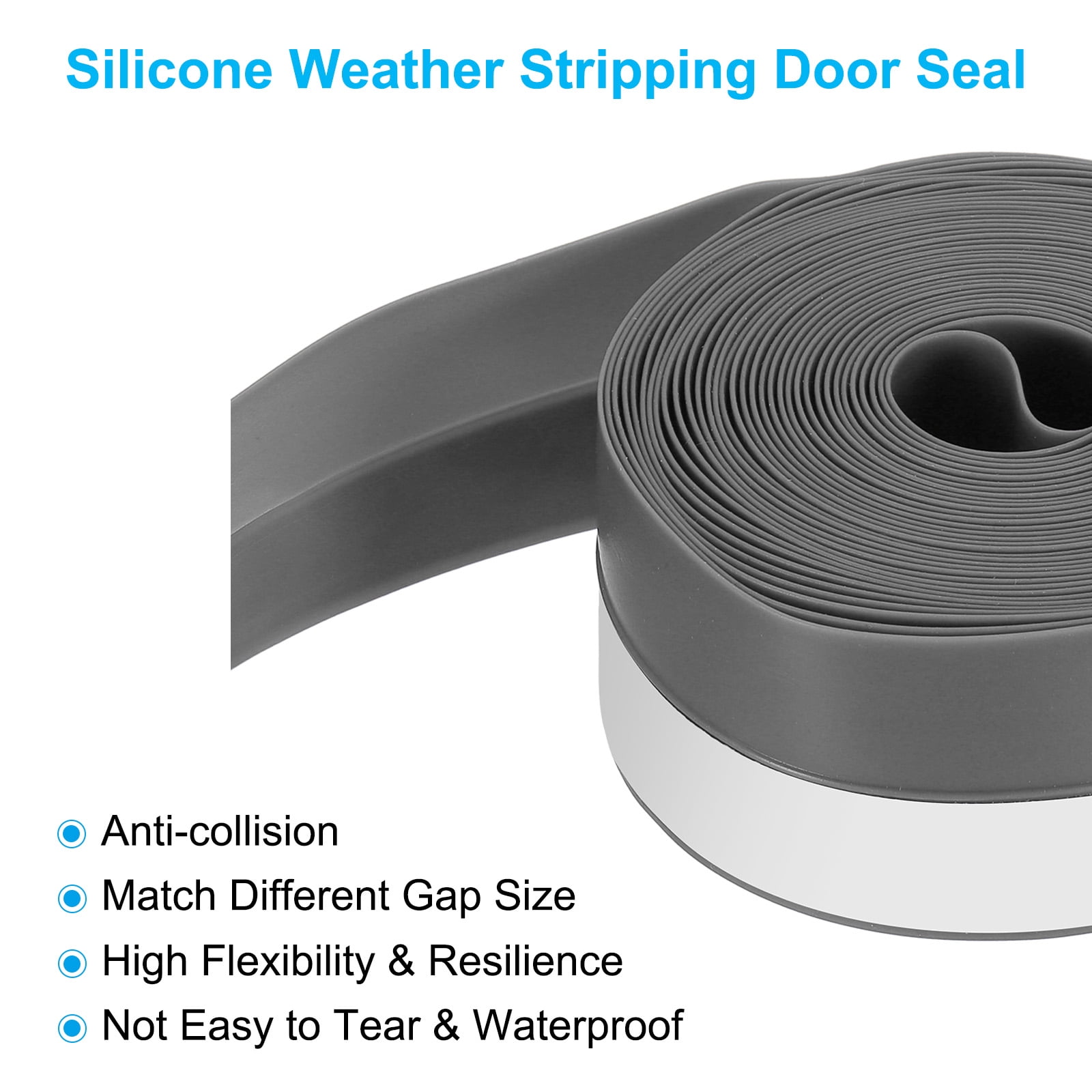 Unique Bargains Silicone Self-Adhesive Dustproof Waterproof Weather Stripping Grey 35mm
