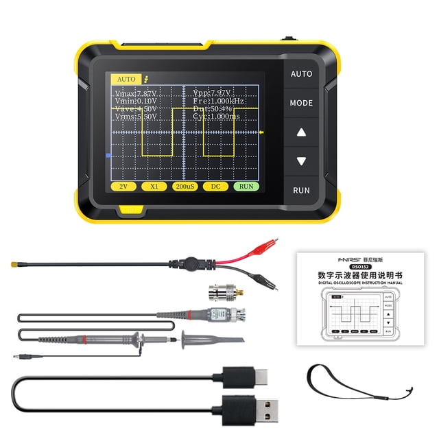 Osciloscopio digital portátil de mano, medición de voltaje de 400 V, ancho de banda de 200 KHz, 2,5 MS/s