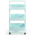 thumbnail image 3 of Topbuy 3-Tier Metal Rolling Utility Storage Cart Service Trolley Cart with Lockable Wheels Blue, 3 of 5
