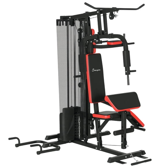 Soozier Multi Home Gym Equipment, Workout Station with 143lbs Weight Stack