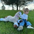 thumbnail image 7 of Homesteed Large Plush Horse Toy 33 Inch Rideable Stuffed Animal Soft Hugging Pillow with Reins for Kids Birthday Baby Shower Gift Brown, 7 of 7