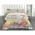 thumbnail image 3 of Ambesonne Grunge Quilted Bedspread Set 3 Pcs, Wavy Colorful Stripes, Queen Size, Multicolor, 3 of 5