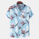 thumbnail image 2 of Hombres Casual Patchwork Botones Playa No posicionamiento Estampado Turndown Camisa de manga corta Blusa Pompotops oipoqjl47846, 2 of 9