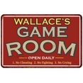 thumbnail image 1 of WALLACE'S Game Room Sign Vintage Look Metal Wall 8x12 208120001465, 1 of 1