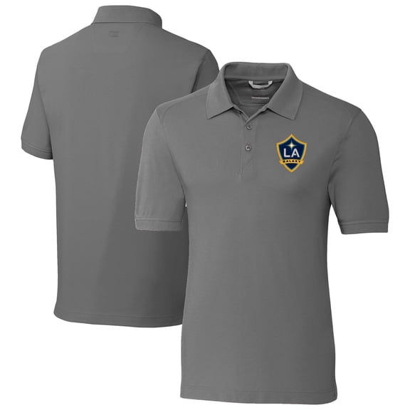 Men's-Cutter & Buck  Gray LA Galaxy Big & Tall Advantage Eco Tri-Blend Pique Polo