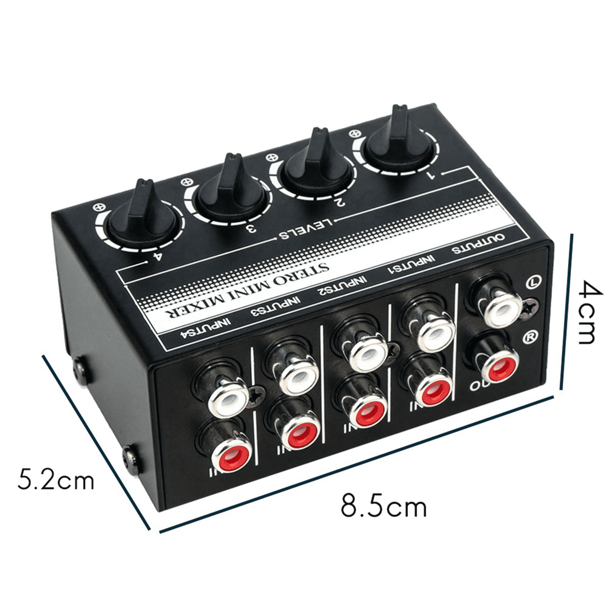 2X 4 Channel Stereo Audio Mixer Support Input and Output Mini Passive Stereo Mixer with Separate Volume Controls,2 x Stereo Audio Mixer,black