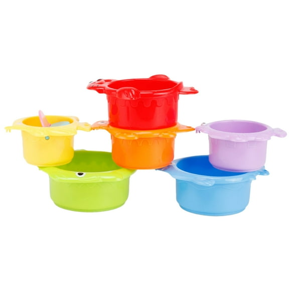 6pcs Stacking Cups Nesting Cups Cartoon Stacking Cups Interactive Kids Playthings