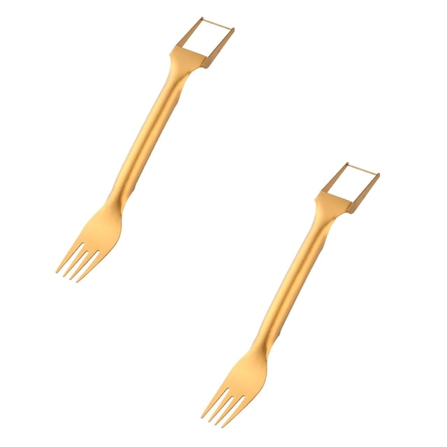 Oleegame 2PC Tomato Slicer And Lemon Slicer Stainless Steel Fruit Cutter Cut Watermelon Segmentation Watermelon Cutting Tool Fruit Cutting Fork Kitchen Small Tool Gold