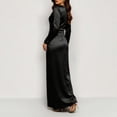 thumbnail image 3 of Smsaxvxz Women's Cowl Neck Satin Maxi Dress Long Sleeve High Slit Formal Evening Gown for Wedding Guest Bridesmaid Party Black S, 3 of 7