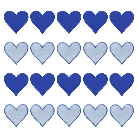 Uxcell Hearts Patches Blue Iron-On Patch Sew Embroidered Applique 2.8x2.68 Inch Clothing Repair Backpack 20Pcs