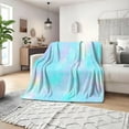thumbnail image 2 of Ultra-Soft & Warm 280gsm Flannel Blanket - Pastel Iridescent Feather Design in Pink, Blue, Green, Yellow, Purple, Turquoise | Lightweight All-Season Throw for Couch, Bed, Sofa | Machine Washable Cozy, 2 of 7
