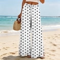 thumbnail image 5 of Danhjin Women's Polka Dot Pants Wide Leg High Elastic Waist with Drawstring Print Fashion Flowy Palazzo Loose Vacation Trousers, 5 of 6
