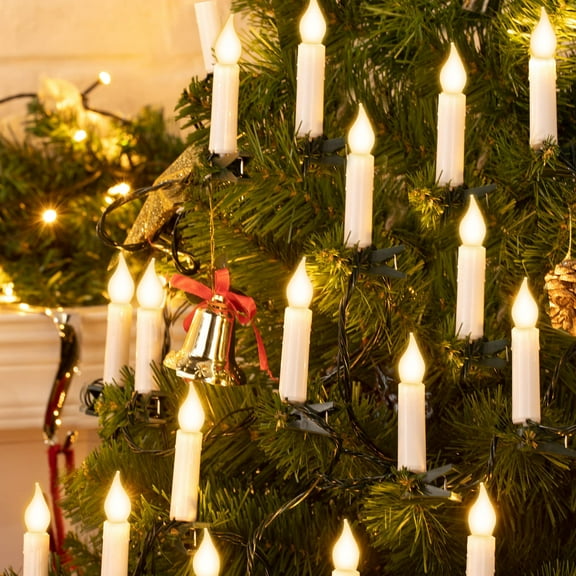 DONGPAI 30 PCS Flameless LED Taper Candles Battery Operated Christmas Tree Candle Lights Electric Fake Candles Perfect for Holiday Home Garden Wedding Parties Decor