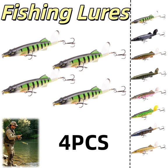 Bisitoy Topwater Fishing Lures, Propeller Surface Lure for Bass & Pike (A4)